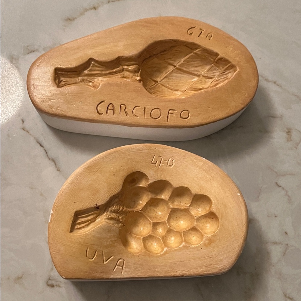 Artichoke and Grape Ceramic Butter Molds Made in Italy